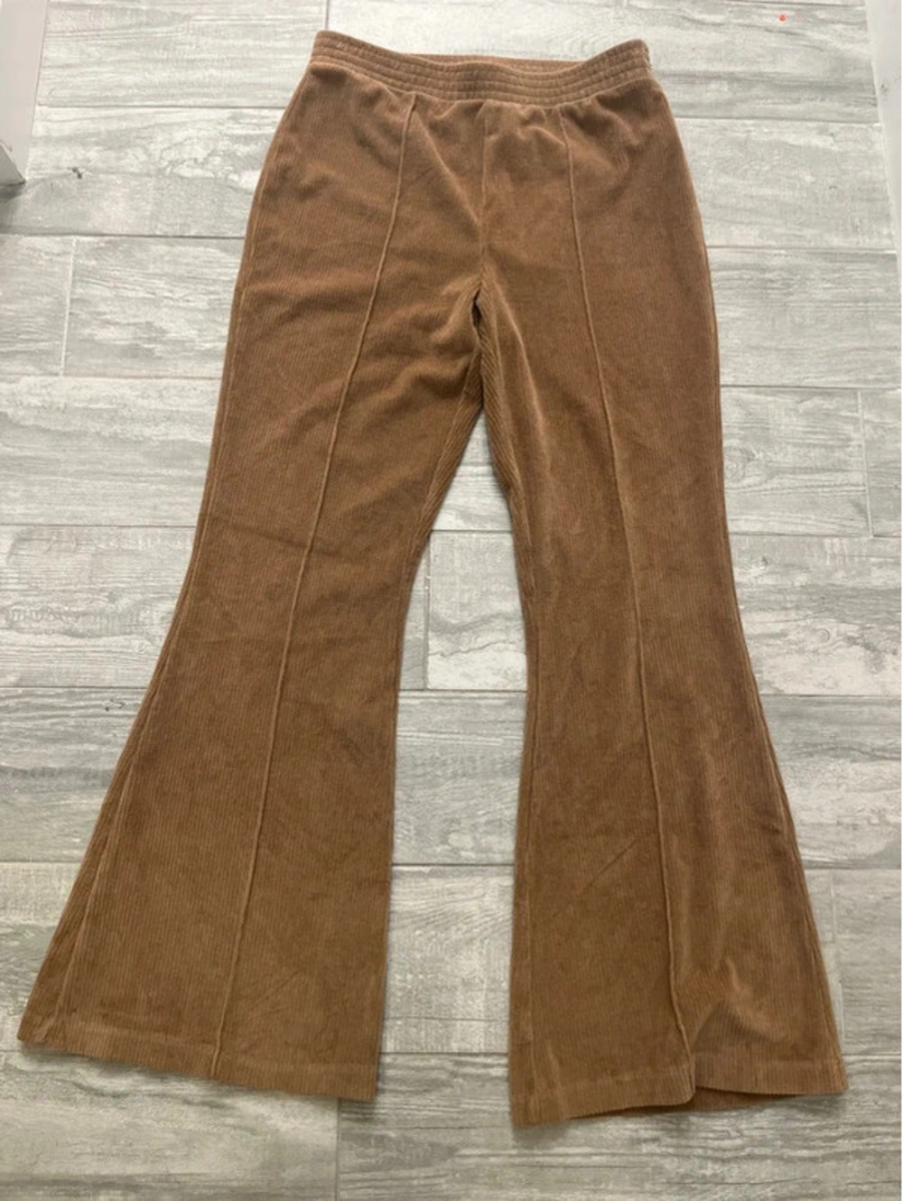 Aerie Wide Leg Brown Ribbed Pants